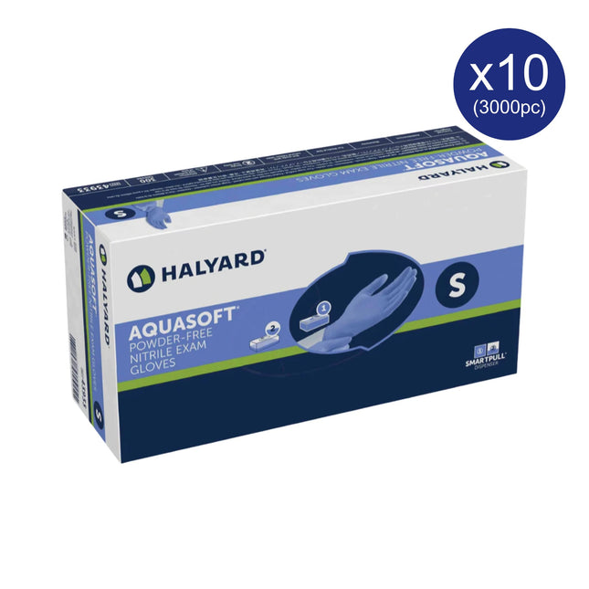 Halyard Aquasoft Powder-Free Nitrile Exam Gloves S - 3000pc