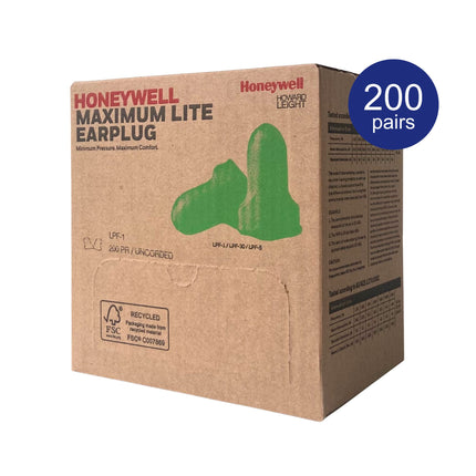 Honeywell Maximum Lite Disposable Ear Plugs 200 Pairs