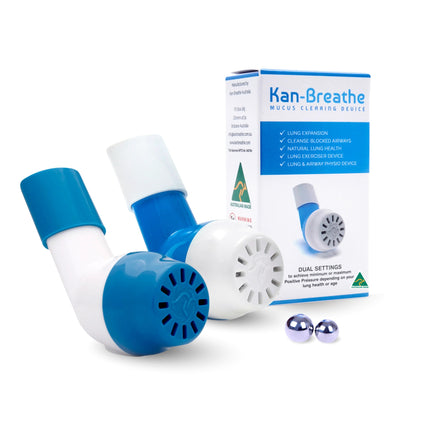 Kan-Breathe™ mucus clearing device - variant of white and blue colour