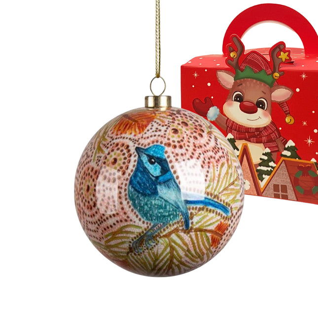 Koh Living Aboriginal Design Bauble - Blue Wren - including Gift Box