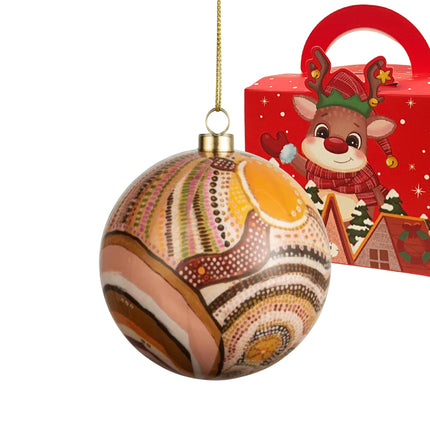 Koh Living Aboriginal Design Bauble - Journeys In The Sun - including Gift Box