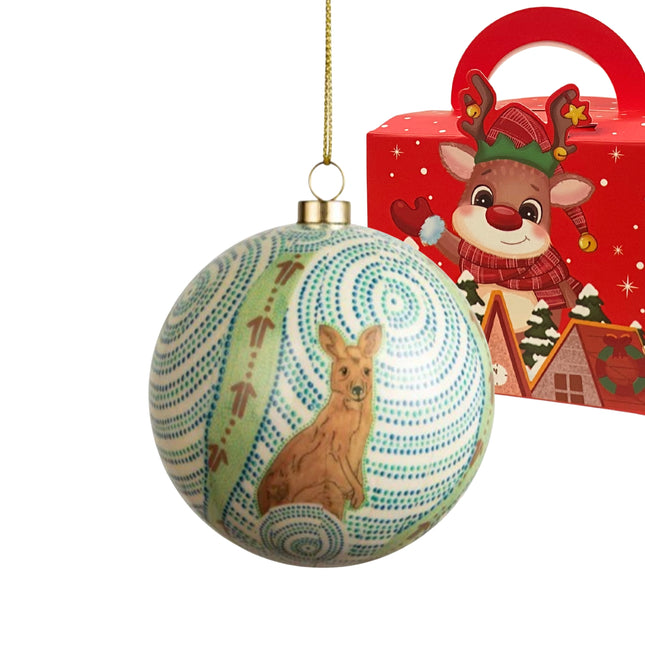 Koh Living Aboriginal Design Bauble - Tracks of the Roaming Spirit - including Gift Box
