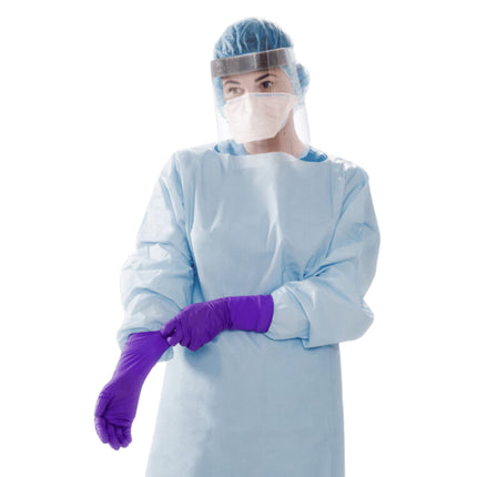 Laboratory professional wearing Halyard Purple Nitrile XTRA chemo-rated gloves during clinical testing