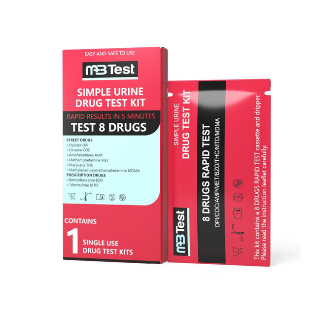 MBTest Multi-Drug 8 Drugs Rapid Test Panel (Urine) – SCD-08 front of box and inside packaging