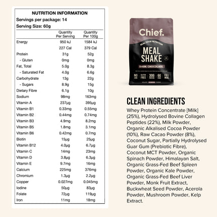Chief Meal Shake (840g) Ingredients