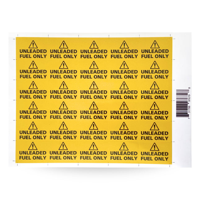 UV car sticker for unleaded fuel - 30 stickers