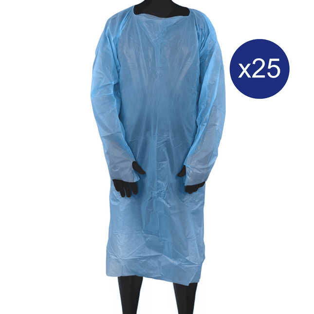 Disposable CPE Splash Gown single pack of 25