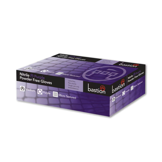 Bastion Nitrile Purple Powder Free Gloves - size M
