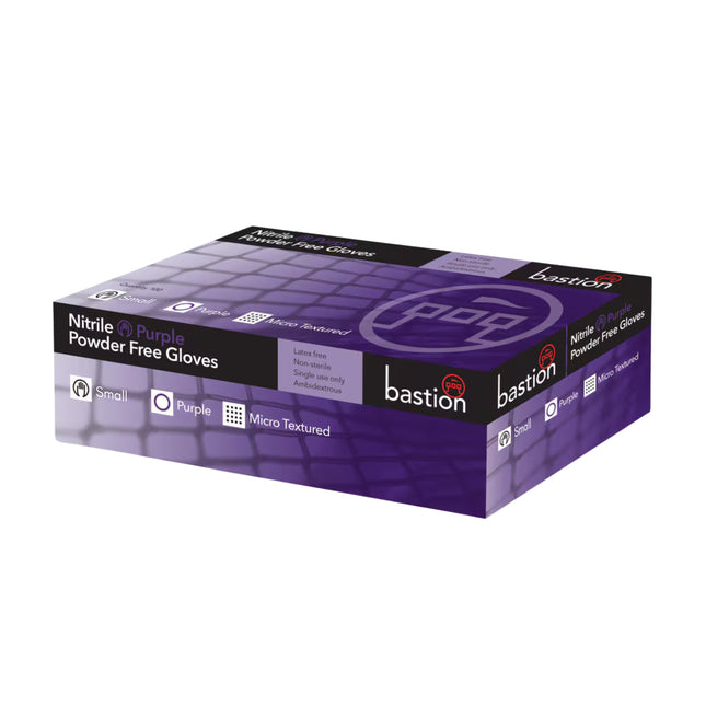 Bastion Nitrile Purple Powder Free Gloves - size S