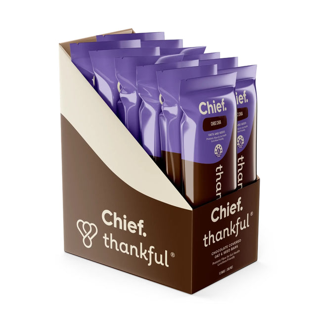 Chief Thankful Choc Chia snack bars box of 12 packaging