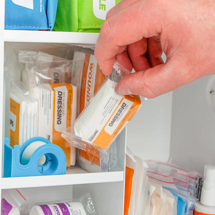 FastAid R4 Industra Medic™ Metal Cabinet First Aid Kit color coded content