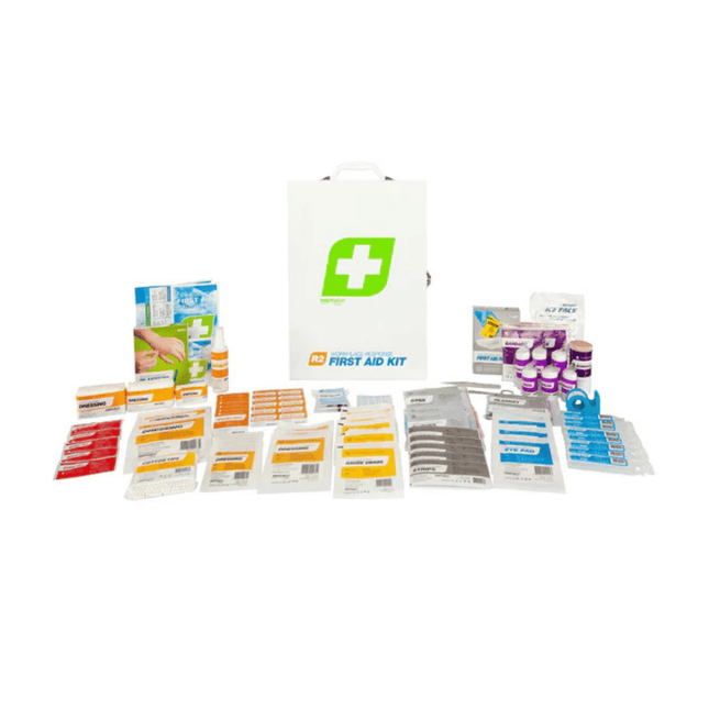 FastAid R2 Workplace Response Metal Cabinet First Aid Kit contents