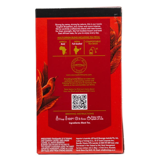 Twinings English Breakfast Extra Strong 100g back packaging