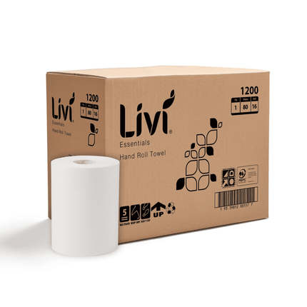 Livi Essentials 1 Ply 1200 Hand Towel Rolls - Carton of 16 rolls