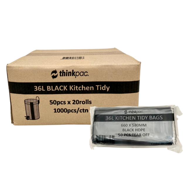 Thinkpac 36L Kitchen Tidy Liner Black 650 x 560mm 50pcs