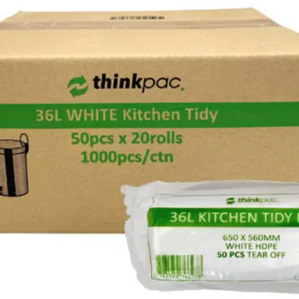 Thinkpac 36L Kitchen Tidy Liner White 650 x 560mm 50pcs