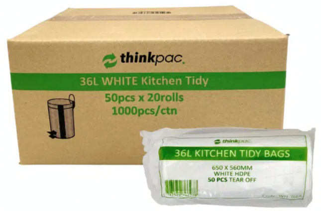 Thinkpac 36L Kitchen Tidy Liner White 650 x 560mm 50pcs