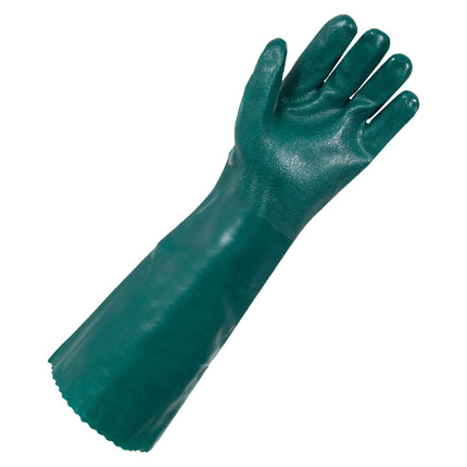 PVC Green Double Dip Interlock Lining 45cm Gloves Palm Side