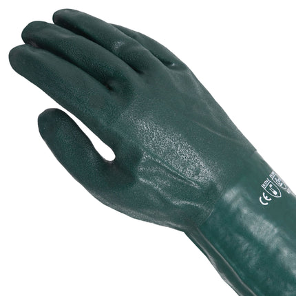 heavy-duty PVC double dip chemical resistant gloves 35 cm top view