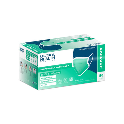 Ultra Health Level 3 Surgical Masks with Ear Loops 