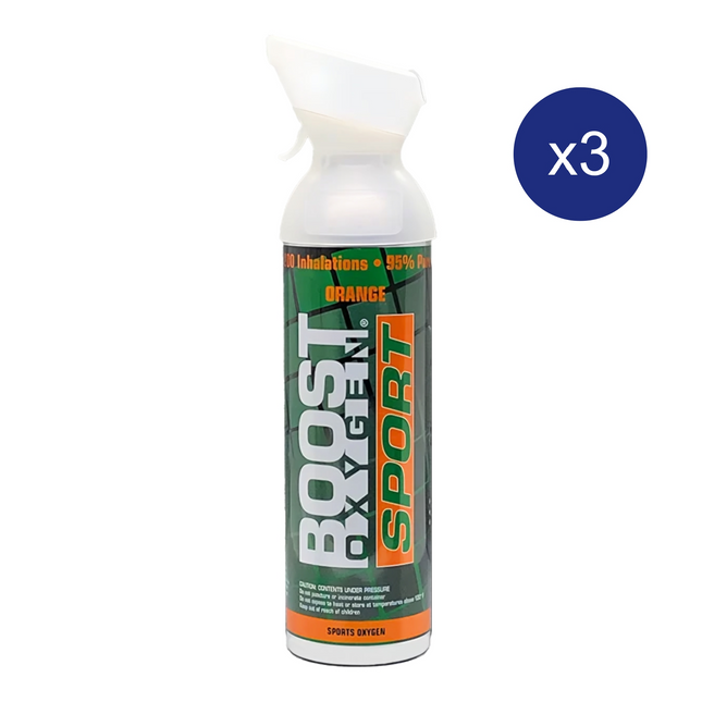 Boost Oxygen SPORT oxygen canister bundle in 3, ideal for training and high-altitude activities
