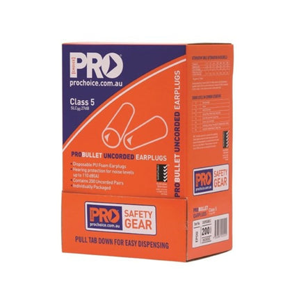 Pro Choice ProBullet Disposable Earplugs - Uncorded Pack of 200