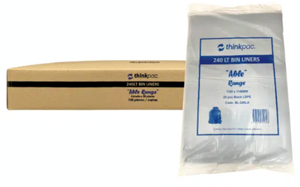 Able Range 240L extra large rubbish bags from Thinkpac, ideal for commercial wheelie bin use