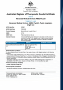 AMD ARTG Certificate