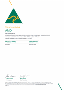 Australian Made Certificate AMD P2