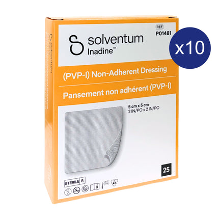3M™ Inadine™ PVP-I NA Dressing 5cm x 5cm Box of 25 Carton of 10