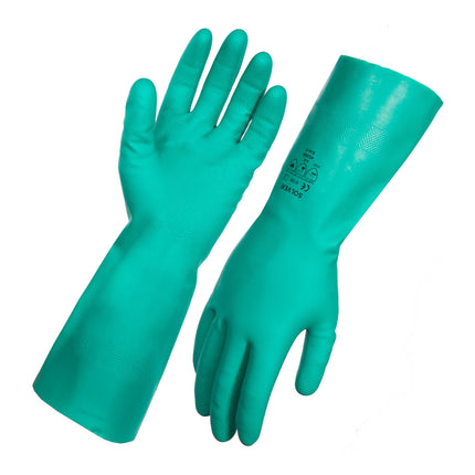 Green disposable nitrile examination gloves suitable for medical and general protection use