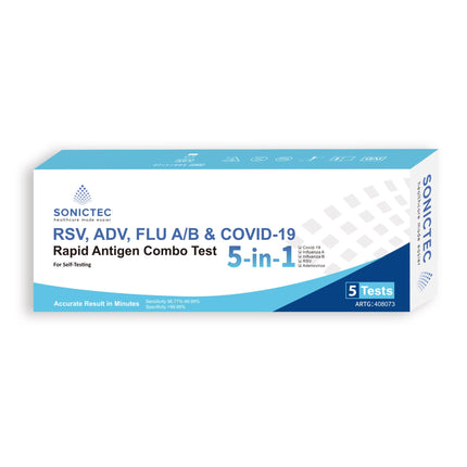 Sonictec 5 in 1 - ADV, RSV, Flu A/B and Covid Rapid Antigen test - Box of 5 tests