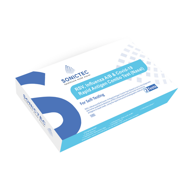 Sonictec RSV, Influenza A/B & Covid-19 Rapid Antigen Combo Test (Nasal Swab) - Pack of 2