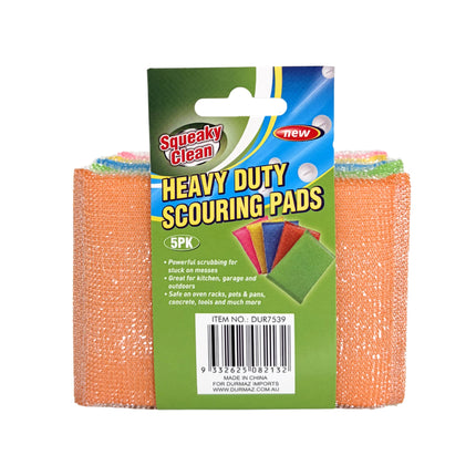 Squeaky Clean 5PK Heavy Duty Scouring Cleaning Pads Back