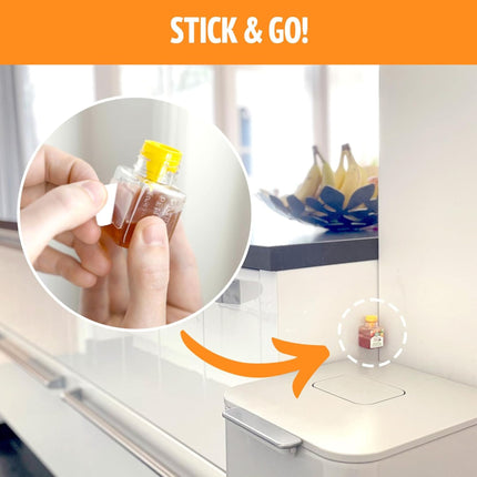 How to stick Super Ninja fruit fly trap bottle on surfaces