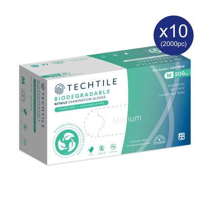 Techtile Biodegradable Nitrile Gloves Medium Carton of 10