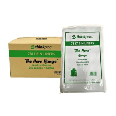 Thinkpac 78L The Hero Range Bin Liner Black LDPE