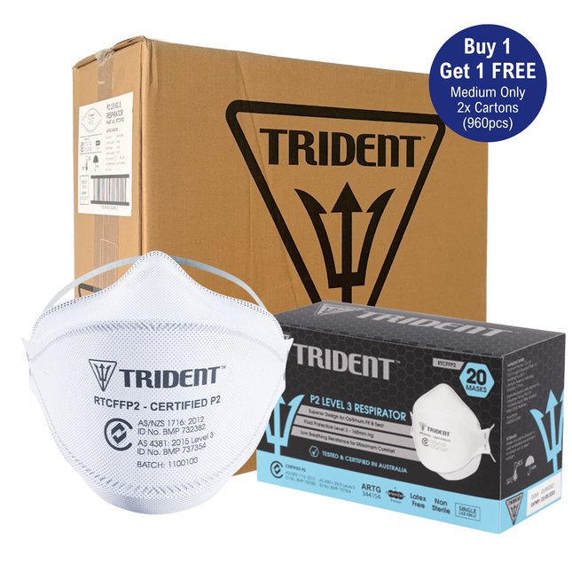 Trident P2 Respirators Medium Carton Buy 1 Get 1 Free