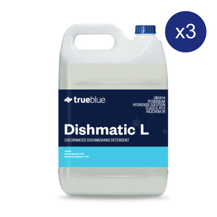 True Blue Dishmatic L Chlorinated Premium Warewashing Detergent Carton of 3