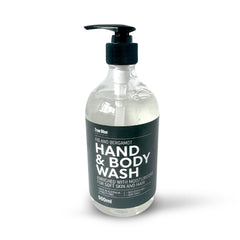 True Blue Botanical Fig and Bergamot Hand and Body Wash, 500ml bottle with pump dispenser, enriched with moisturisers for soft skin and hair