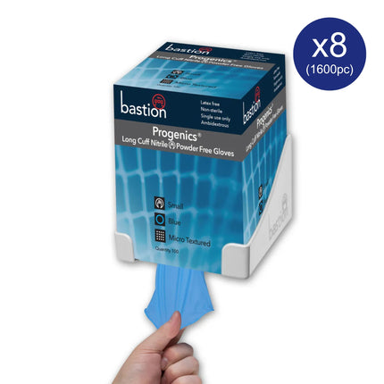 Bastion Progenics Nitrile Long Cuff Blue Powder Free Gloves
