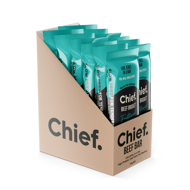 Box of 12 Chief Beef Bars Traditional flavour