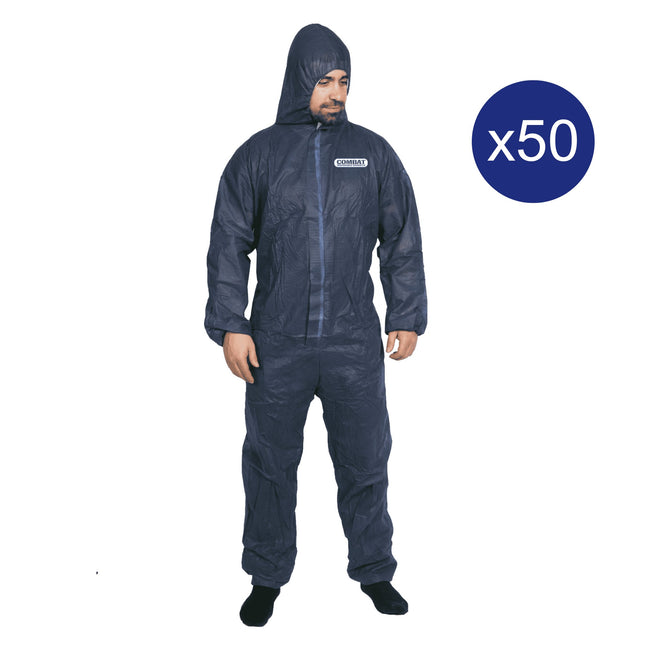 Ultra Health Combat Disposable Coverall Navy Blue Carton of 50