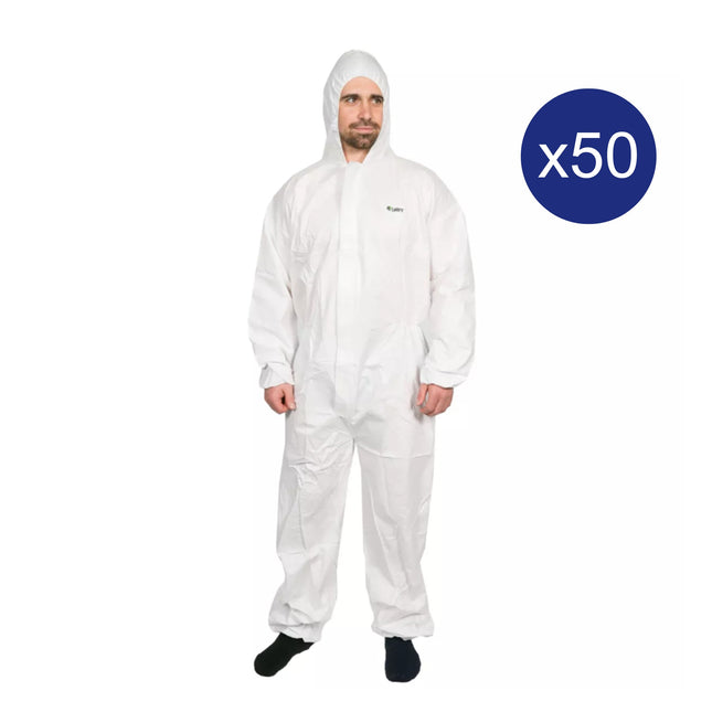 Hi Calibre Disposable Coverall Microporous Type 5 & 6 White Carton of 50