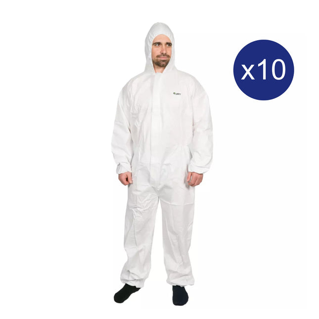 Ultra Health Hi Calibre SMS Disposable Coverall Type 5 & 6 - White (300420) Pack of 10