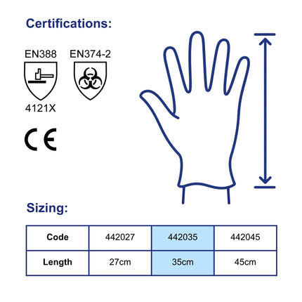 Ultra Health PVC Double Dip Jersey Lining 35cm Gloves Sizing & Certifications