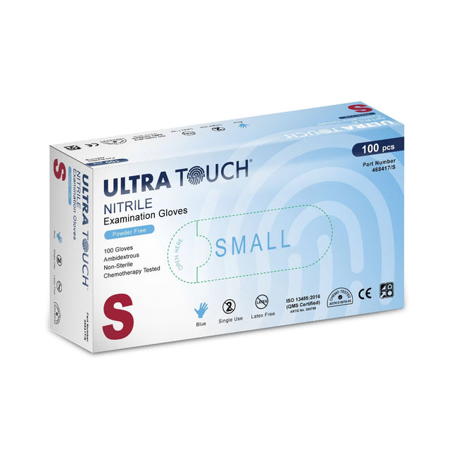 Ultra Touch small nitrile exam gloves, powder-free and suitable for precision tasks and hygiene use