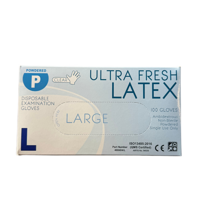 Ultra fresh latex disposable gloves large box Product code: 468404