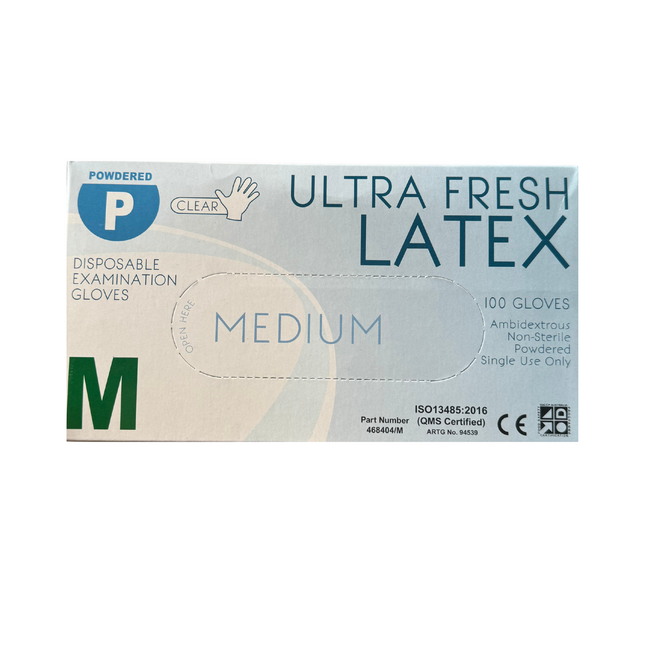 Ultra fresh latex disposable gloves MEdium Product code: 468404