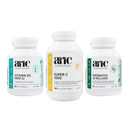 ANC Immunity Support Bundle - 1 x Vitamin D3, 1 x Super C and 1 x Probiotic